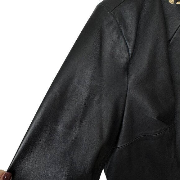 Pamela McCoy Black Leather Jacket Embroidery Beaded Women's Medium Boho Casual - Picture 5 of 13